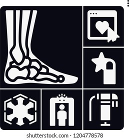 Set of 6 hand filled icons such as ankle, rate, rating, sith, scan