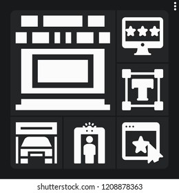 Set of 6 hand filled icons such as rating, scan, type, garage