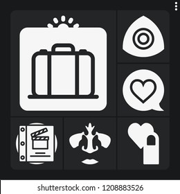 Set of 6 hand filled icons such as script, nose, rate, scan, heart