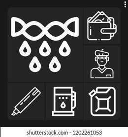 Set of 6 hand outline icons such as wallet, marker, squeeze, fuel, artist