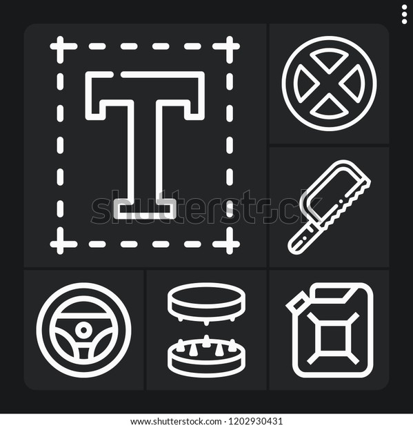 Set of 6 hand outline icons such as saw, font,\
steering wheel, car oil, x\
men
