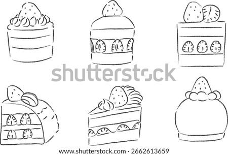 Set of 6 hand-drawn cake illustrations