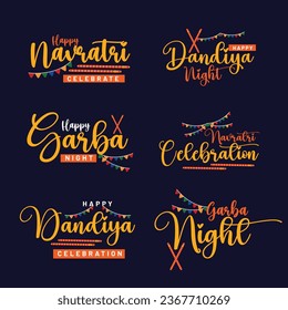 Set of 6 Happy Navratri Dandiya Night Stickers and Bandages | Festive Celebration Accessories svg