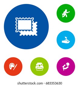 Set Of 6 Hobbie Icons Set.Collection Of Collecting, Drawing, Singer And Other Elements.