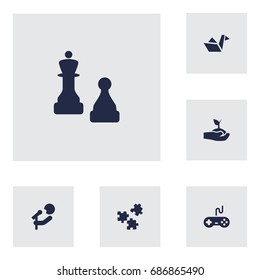 Set Of 6 Hobbie Icons Set.Collection Of Plant, Checkmate, Singer And Other Elements.