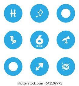 Set Of 6 Horoscope Icons Set.Collection Of Space, Fishes, Horoscope And Other Elements.