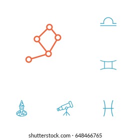 Set Of 6 Horoscope Outline Icons Set.Collection Of Pisces, Gemini, Libra And Other Elements.