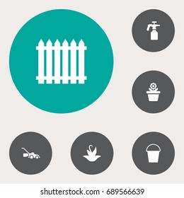 Set Of 6 Horticulture Icons Set.Collection Of Plant, Flowerpot, Lawn Mower And Other Elements.