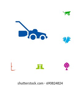 Set Of 6 Horticulture Icons Set.Collection Of Lawn Mower, Cutter, Garden And Other Elements.