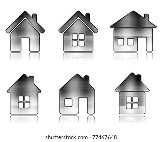 Set of 6 house icon