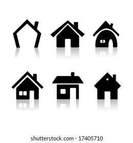 Set of 6 house icon variations