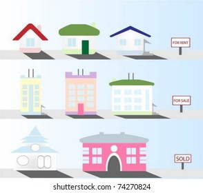 Set of 6 house icon variations