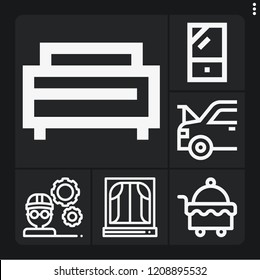 Set of 6 house outline icons such as window, maintenance, architect, closet, room service