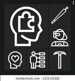 Set of 6 human outline icons such as joint, cyborg, pick, head