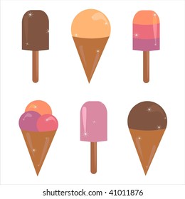 set of 6 ice-creams icons