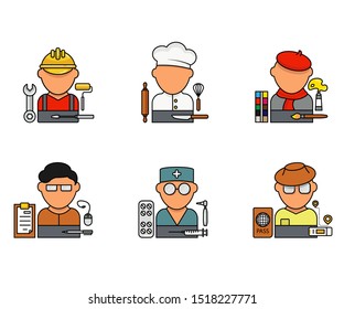 Set of 6 icons about jobs