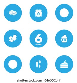Set Of 6  Icons Set. Collection Of Shortcake, Sweetmeat, Whisk And Other Elements.