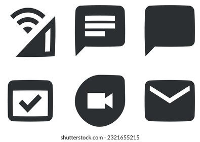 Set of 6 icons Communication. Creative business solutions icon set. Outline isolated signs. for mobile and web. Thin filled icons pack. UX UI