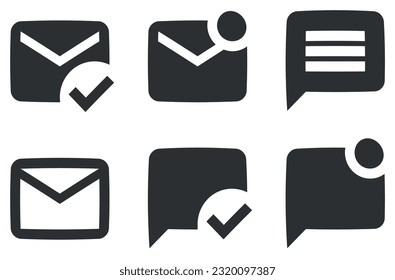 Set of 6 icons Communication. Line icons collection. Outline isolated signs. Linear icons set. Big UI icon set in a flat design. UI and UX