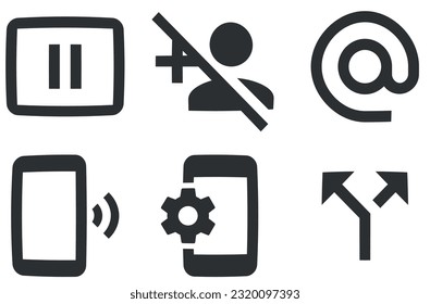 Set of 6 icons Communication. A set vector icons. Set Quality icon. for mobile and web. Big UI icon set. Vector illustration