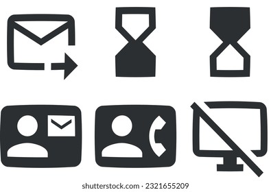 Set of 6 icons Communication. Vector collection thin line Web icon. modern trend in the style. Linear symbols set. Big UI icon set. UX UI