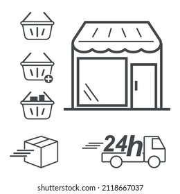 Set of 6 icons of e-commerce, shipping icons, shopping icons, flat design vector