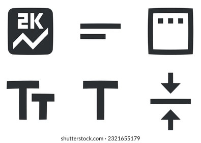 Set of 6 icons Editor. Line icons collection. modern trend in the style. for mobile and web. Thin filled icons pack. UI and UX