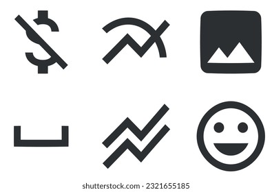 Set of 6 icons Editor. Line icons collection. modern trend in the style. for mobile and web. Thin filled icons pack. UX UI