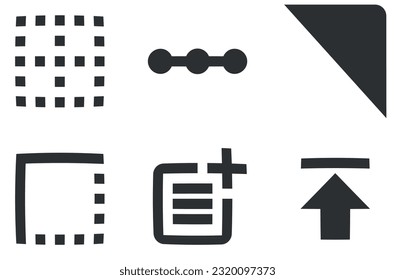 Set of 6 icons Editor. Modern thin line icons. Set Quality icon. Linear icons set. Big UI icon set. UI and UX