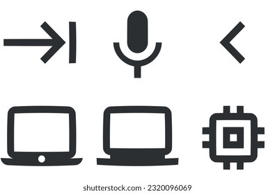 Set of 6 icons Hardware. Vector collection thin line Web icon. Simple Set. for mobile and web. Big UI icon set. Vector illustration