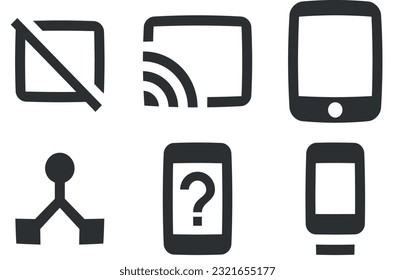 Set von 6 Symbolen Hardware. Vektorgrafik von Dünnzeilensymbolen. moderne Stilrichtung. für mobile und Web. Das große UI-Icon-Set. UI und UX
