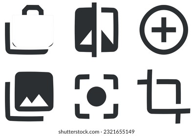 Set of 6 icons Image. Line icons collection. Outline isolated signs. Linear icons set. Thin filled icons pack. UX UI