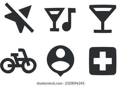 Set of 6 icons Maps. A set vector icons. Outline isolated signs. Linear symbols set. Thin filled icons pack. UI and UX
