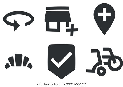 Set of 6 icons Maps. Vector illustration of thin line icons. Outline isolated signs. for mobile and web. Big UI icon set. UX UI