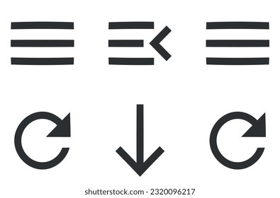 Set of 6 icons Navigation. Vector collection thin line Web icon. Outline isolated signs. Linear symbols set. Thin filled icons pack. UI and UX