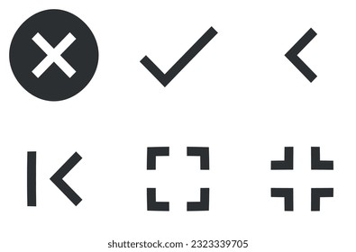 Set of 6 icons Navigation. A set vector icons. Set Quality icon. Linear symbols set. Big UI icon. UI and UX