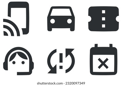 Juego de 6 iconos Notificación. Colección de iconos de línea. Simple Set. Conjunto de iconos lineales. Paquete de iconos finos rellenos. Ilustración del vector