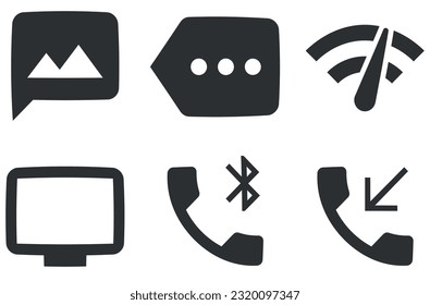 Juego de 6 iconos Notificación. Iconos modernos de línea delgada. Contorno a signos aislados. Conjunto de símbolos lineales. Un gran icono de interfaz de usuario en un diseño plano. Ilustración del vector