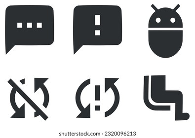 Set of 6 icons Notification. A set vector icons. modern trend in the style. for mobile and web. Big UI icon set. Vector illustration