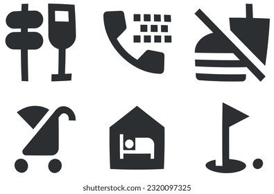 Set of 6 icons Places. Modern thin line icons. Set Quality icon. for mobile and web. Big UI icon set in a flat design. UX UI