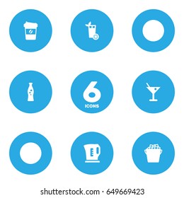 Set Of 6  Icons Set.Collection Of Drink, Lime, Electric Teapot And Other Elements.