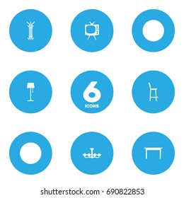 Set Of 6 Set Icons Set.Collection Of Illuminator, Television, Luster And Other Elements.