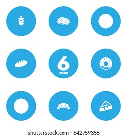 Set Of 6  Icons Set.Collection Of Shortcake, Dessert, Doughnut And Other Elements.