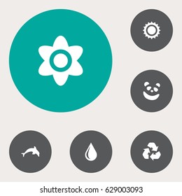 Set Of 6  Icons Set.Collection Of Solar, Conservation, Bloom And Other Elements.