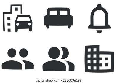 Set of 6 icons Social Network. Creative business solutions icon set. Outline isolated signs. Linear icons set. Big UI icon set in a flat design. Vector illustration