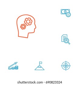 Set Of 6 Idea Outline Icons Set.Collection Of Currency, Target, Profit And Other Elements.