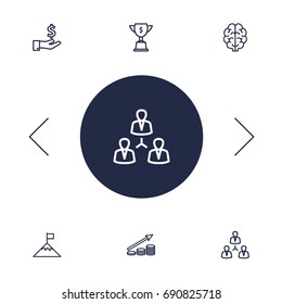 Set Of 6 Idea Outline Icons Set.Collection Of Teamwork, Money Saving, Brain And Other Elements.