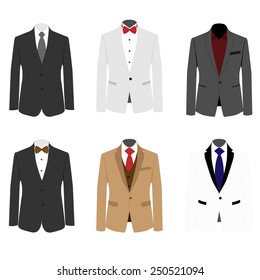 Set of 6 illustration handsome business suit