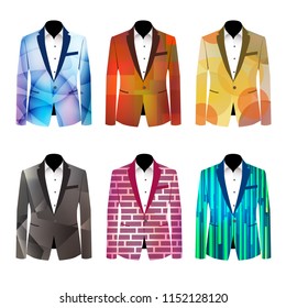 Set of 6 illustration handsome fashion suit