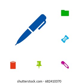 Set Of 6 Instruments Icons Set.Collection Of Knife, Pushpin, Folder And Other Elements.